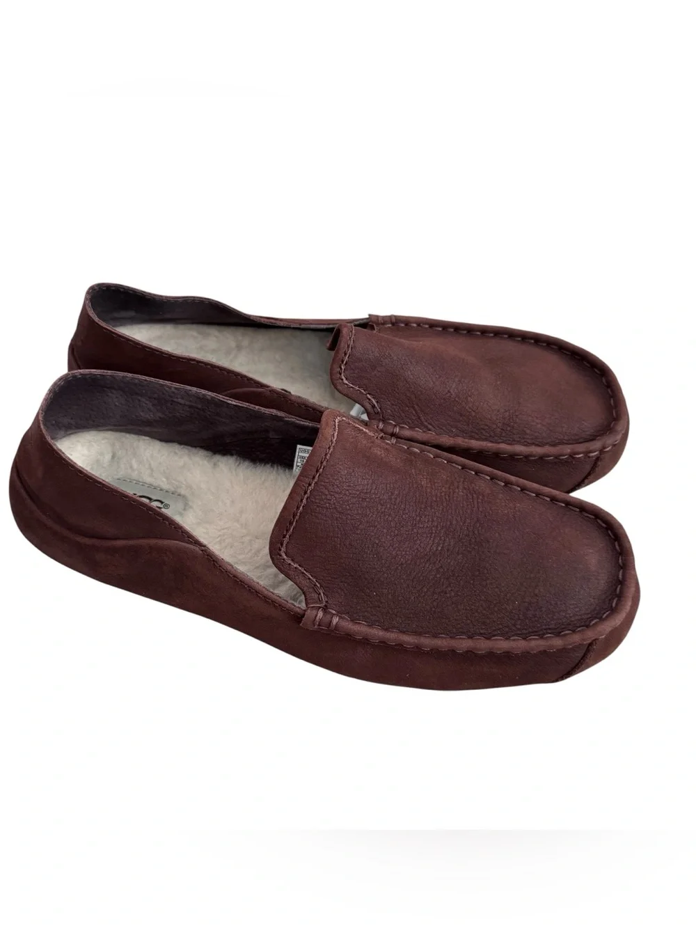 UGG Hunley Brown Leather Slippers Loafers Men’s Size 10